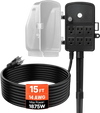 VEVOR Outdoor Power Stake, 15 FT Extension Cord, Outdoor Power Strip Weatherproof with Cover and Overload Protection, 6 Outlets, 15A/1875W, Waterproof Multi-Outlet Yard Stake for Christmas Lights