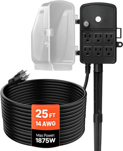 Vevor Outdoor Power Stake 25' Weatherproof 6-Outlet Power Strip New