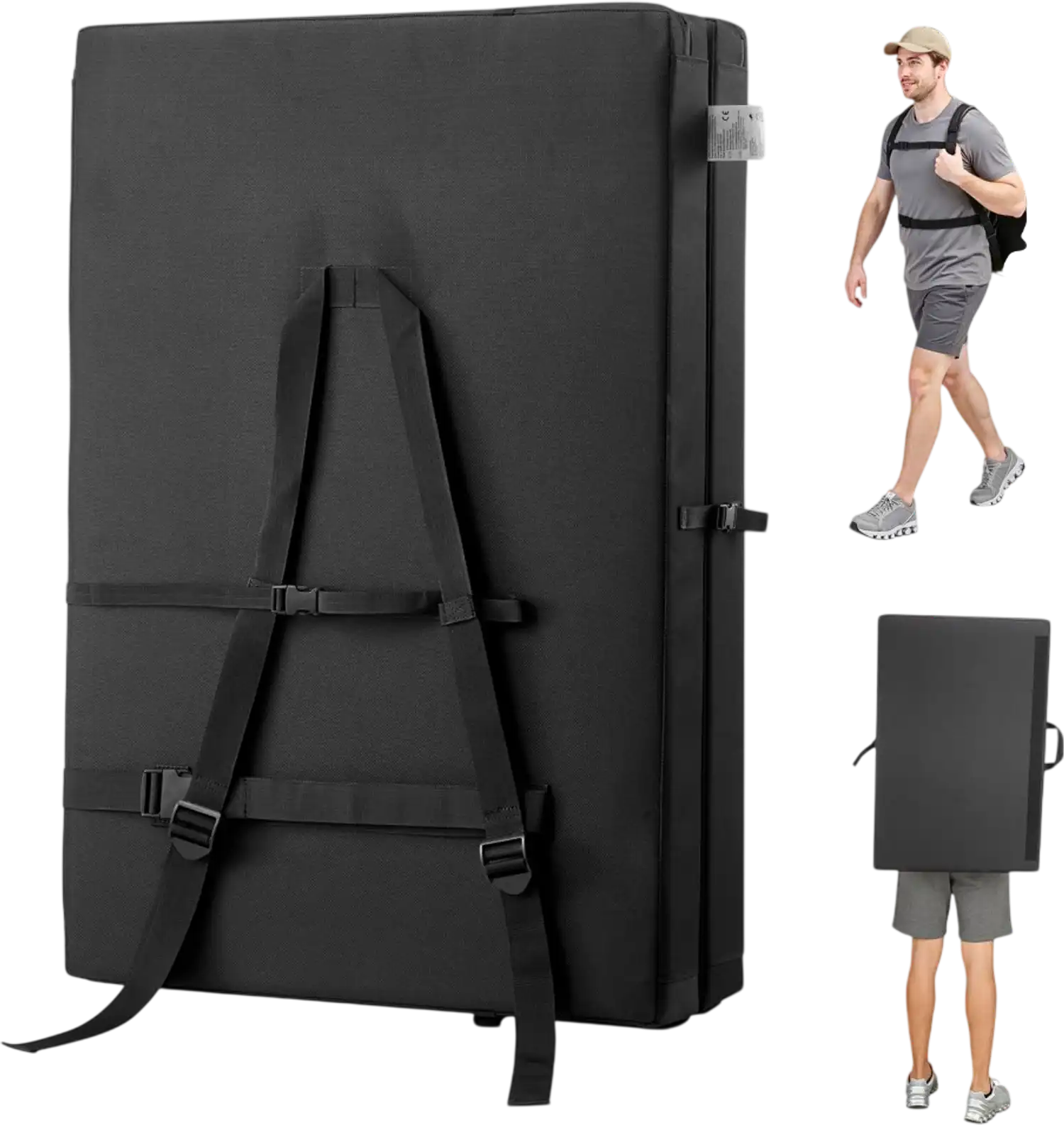 Vevor Climbing Crash Pad Bi-Fold Bouldering Pad 4' x 3' Black New