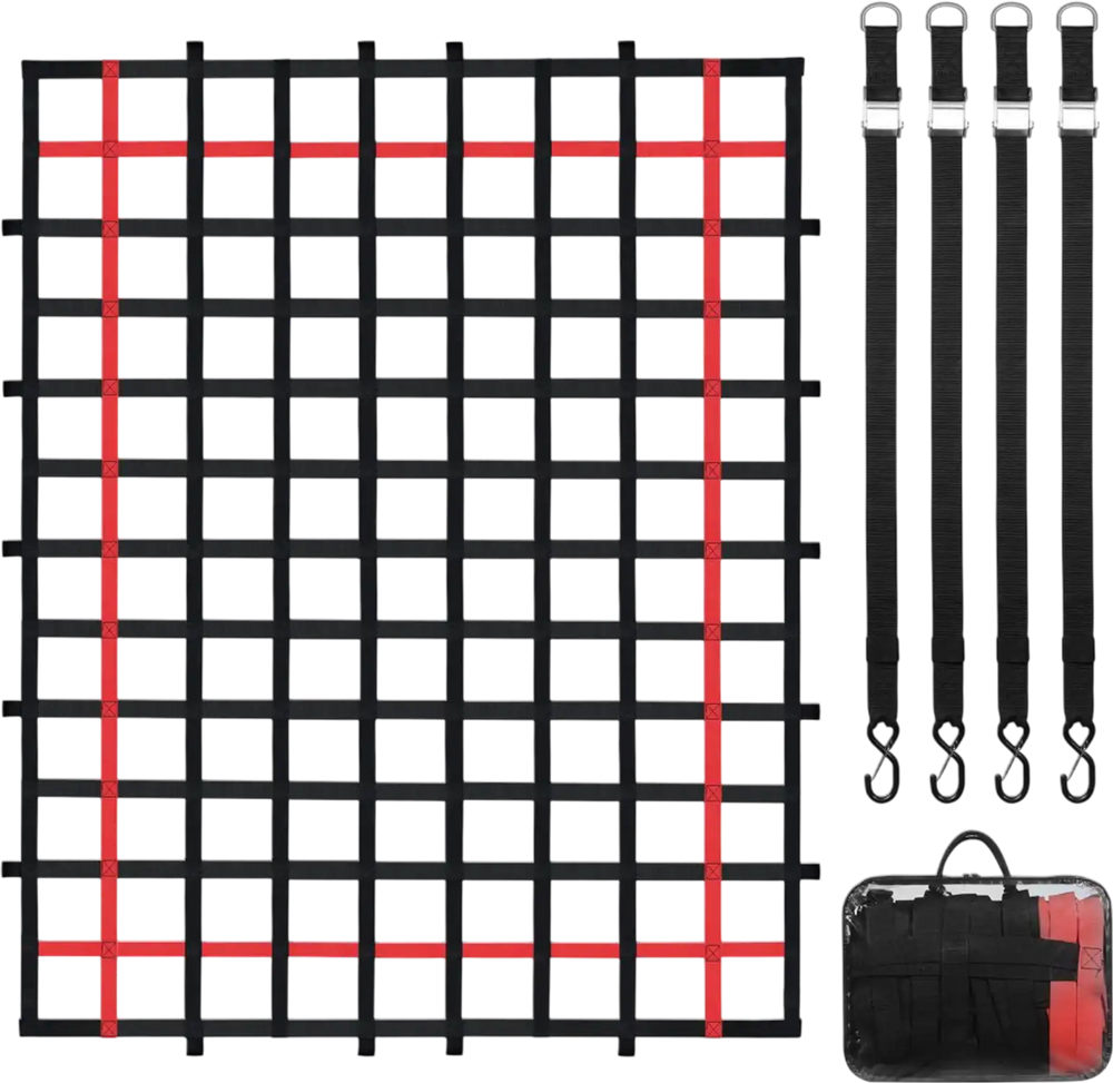 VEVOR Cargo Net, 96 in x 72 in, Heavy Duty Truck Cargo Net for Truck Bed, 4 Adjustable Straps with Buckles and S-Hooks, Wear-resistant & Weather-proof, Suitable for Pickup, Truck, Jeep, SUV, Boat