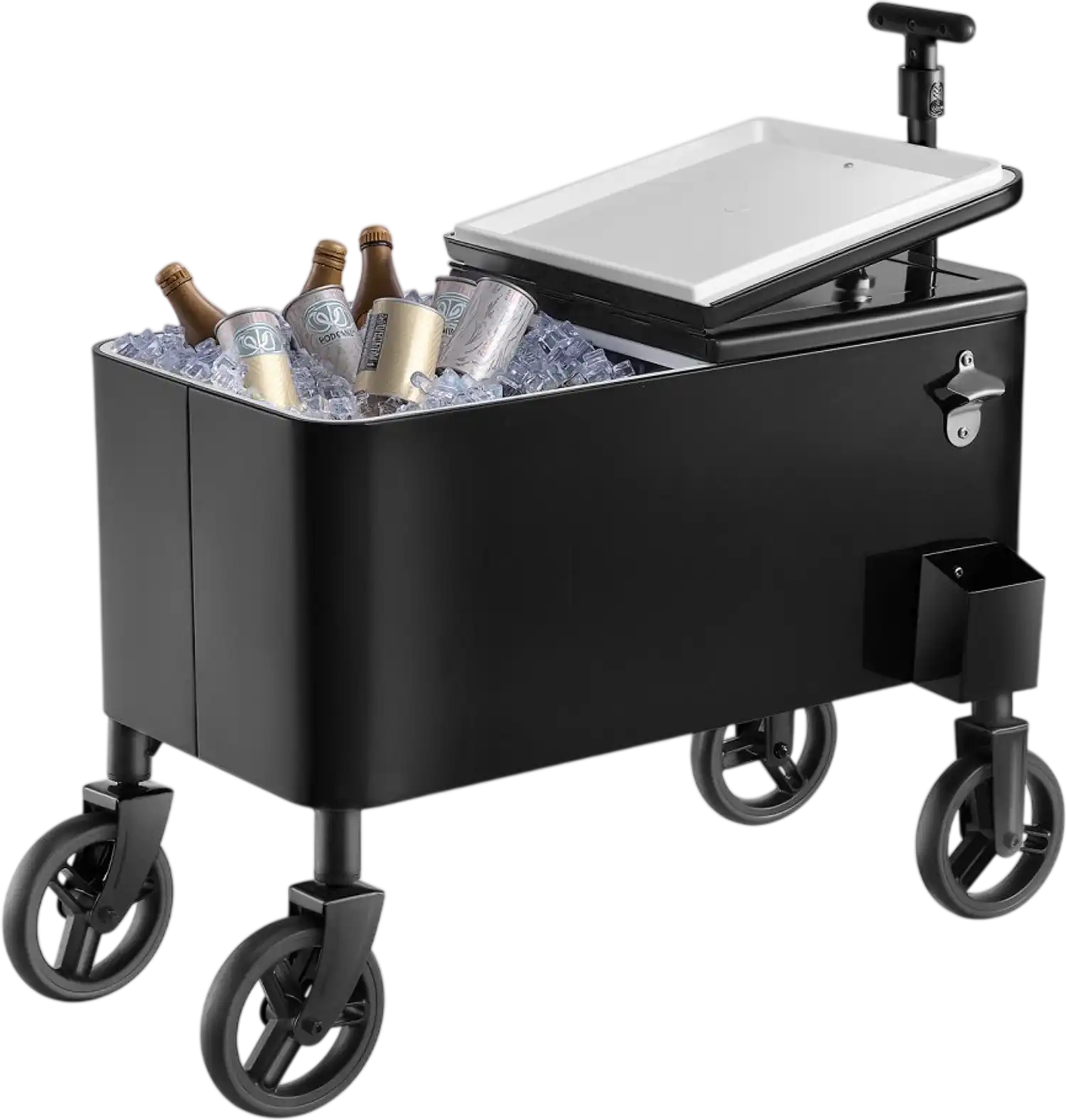 Vevor Cooler Cart 80 Qt Rolling Ice Chest with Telescopic Handle Black New