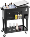 VEVOR 80 Quart Rolling Ice Chest, Holds up to 50 Bottles / 110 Cans, Portable Patio Party Bar Drink Cooler Cart with Bottom Shelf, Beverage Pool with Side Basket and Bottle Opener, Black