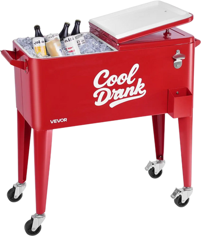 Vevor Cooler Cart 80 QT Rolling Ice Chest Red New