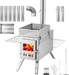 VEVOR Wood Stove Portable Sauna Hot Tent Rocket Stove Stainless Steel, for Dry Sauna Heating Outdoor Camping, with Detachable Stone Box, Extended Chimney Pipes, and Heat-Resistant Glass Window