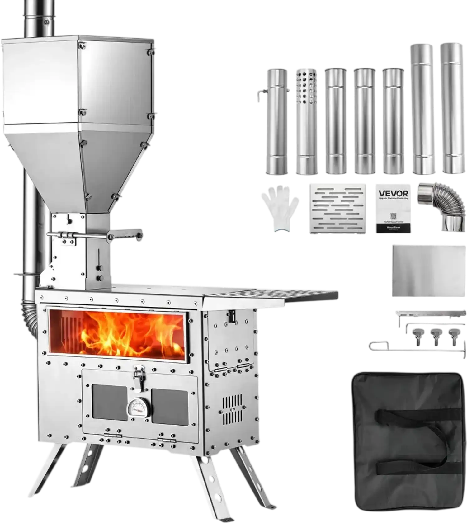 Vevor Wood Stove Outdoor Pellet Stove with Oven for Camping Cooking and Heating New