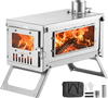 VEVOR Wood Stove Foldable Portable Titanium Wood Burning Camping Tent Stove, for Outdoor Heating and Cooking, 7.05 lbs Lightweight, with Telescopic Retractable Chimney and Heat-Resistant Glass Window