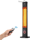 VEVOR Infrared Heater 1500W Electric Space Heater 8 Heat Settings Black, with Remote Control for Outdoor Use, 8H Timer, Overheat Protection, Cold-Rolled Steel, for Patios, Backyards, and Balconies