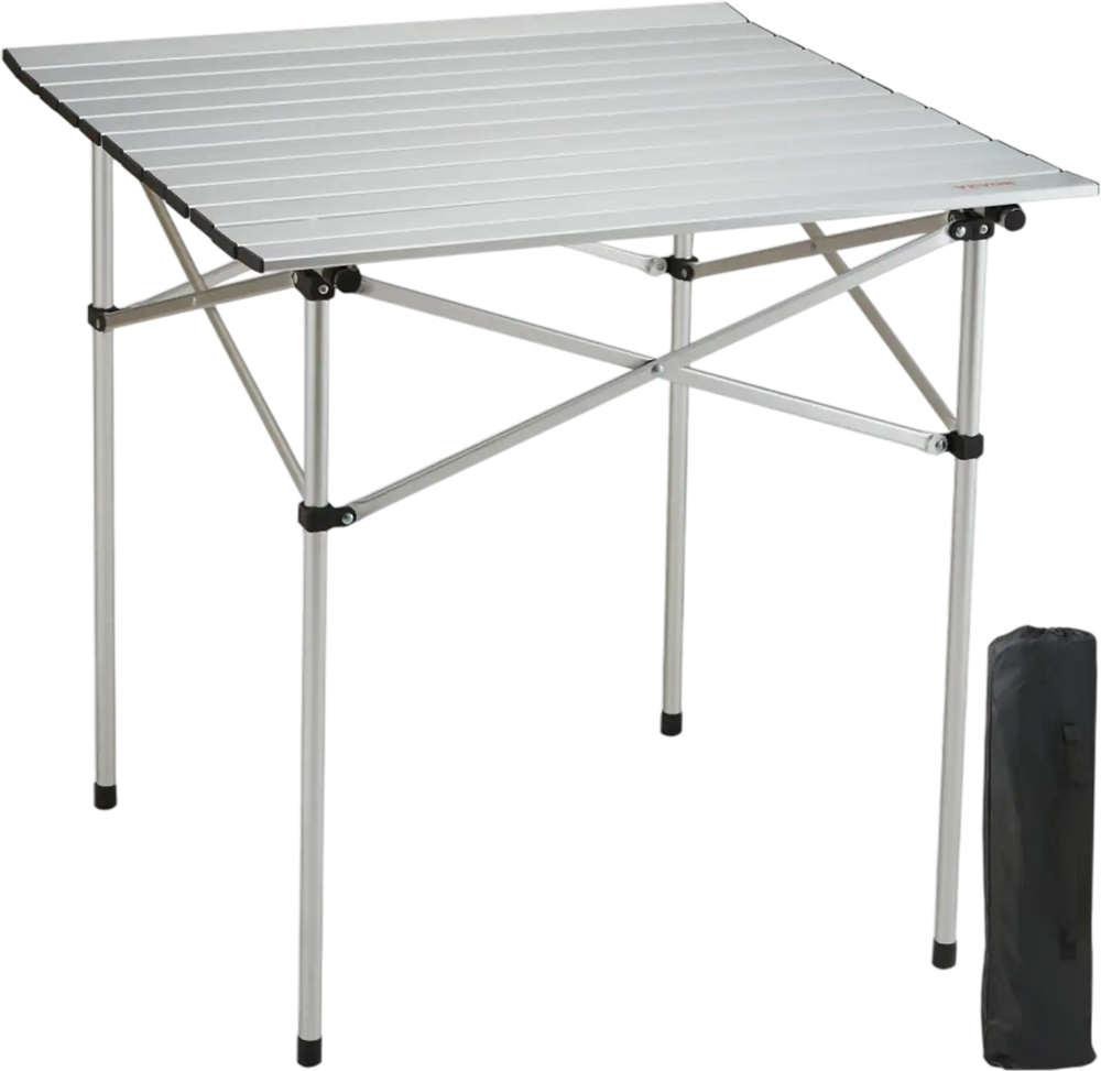 VEVOR Folding Camping Table, Outdoor Portable Side Tables, Lightweight Fold Up Table, Aluminum Ultra Compact Work Table with Carry Bag, For Cooking, Beach, Picnic, Travel, 24x16 inch, Silver