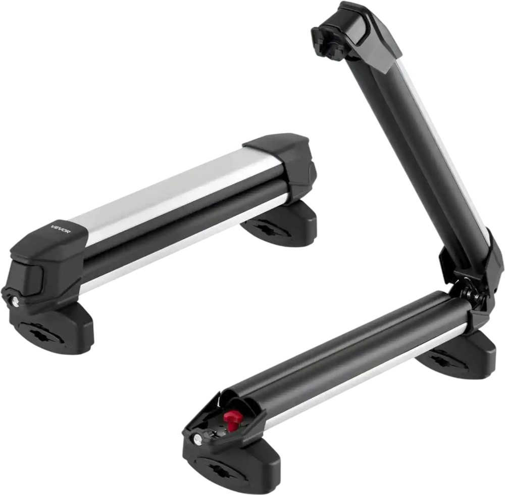 VEVOR Ski & Snowboard Roof Rack, Carry up to 4 Pairs of Skis or 2 Snowboards, 2 PCS Aluminum Universal Car Roof Rack Top Holder with Lock & Rubber Padding, Carrier for Fishing Rod, Fit Most Crossbars