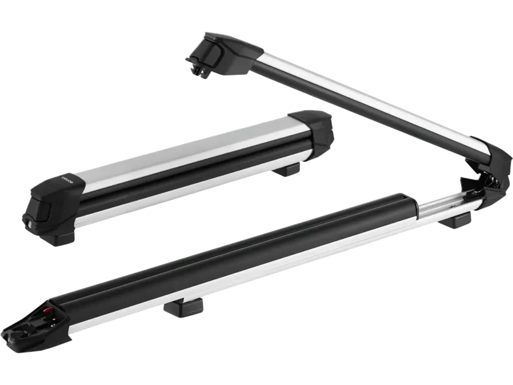 VEVOR Ski & Snowboard Roof Rack, Carry up to 6 Pairs of Skis or 4 Snowboards, 2 PCS Aluminum Universal Car Roof Rack Top Holder with Lock & Rubber Padding for Fishing Rod, Fit Most Slotted Crossbars