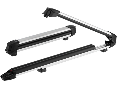 VEVOR Ski & Snowboard Roof Rack, Carry up to 6 Pairs of Skis or 4 Snowboards, 2 PCS Aluminum Universal Car Roof Rack Top Holder with Lock & Rubber Padding for Fishing Rod, Fit Most Slotted Crossbars