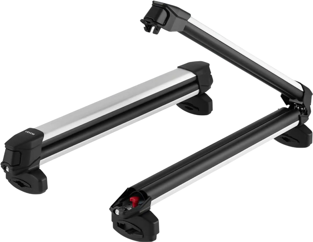VEVOR Ski & Snowboard Roof Rack, Carry up to 6 Pairs of Skis or 4 Snowboards, 2 PCS Aluminum Universal Car Roof Rack Top Holder with Lock and Rubber Padding for Fishing Pole Rod, Fit Most Crossbars