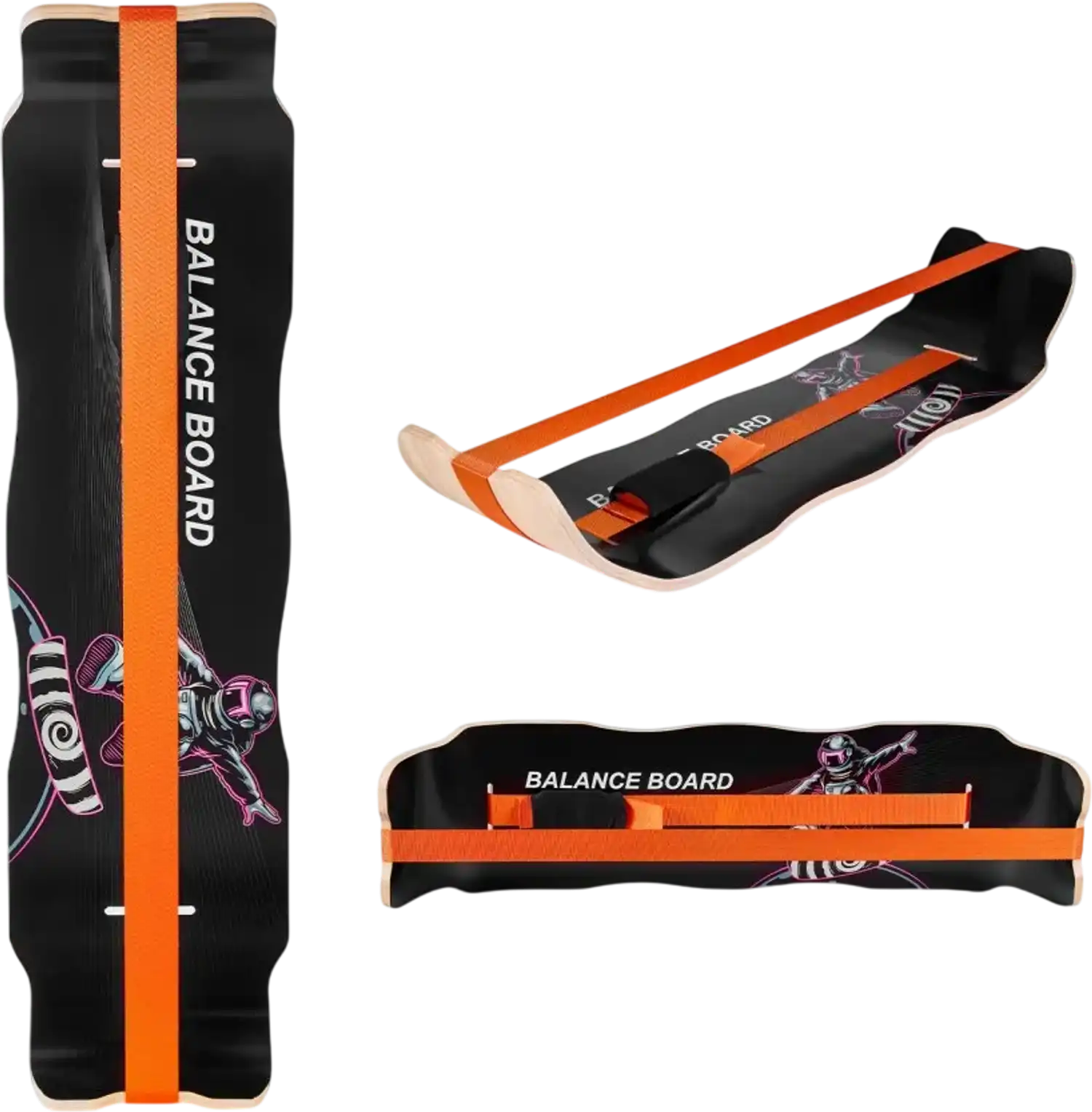 Vevor Balance Board Curved Wooden Wobble Trainer for Adults Black Orange 42