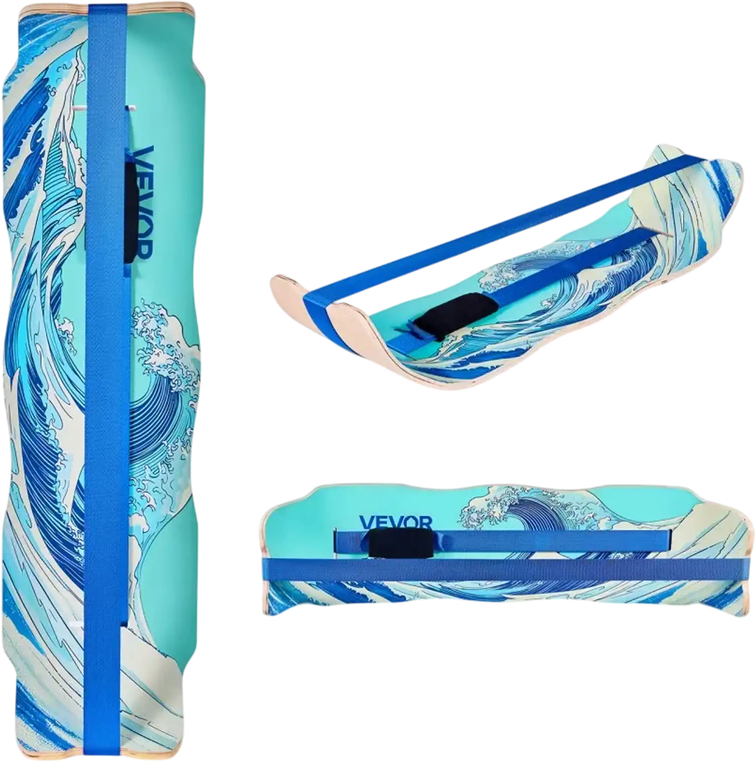 Vevor Balance Board Wooden Curved Wobble Trainer Blue 42