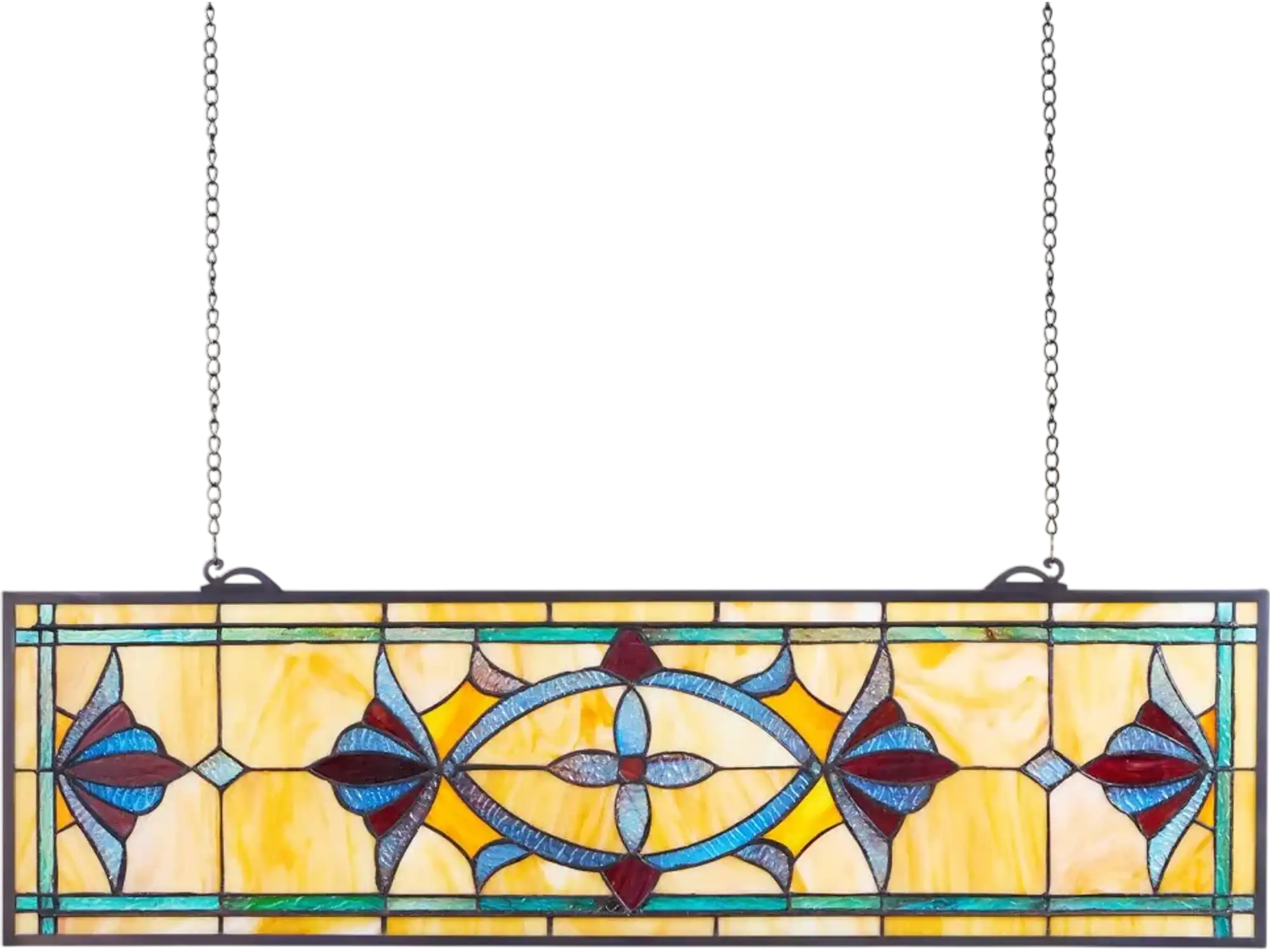 Vevor Stained Glass Window Panel Tiffany Style Hanging Transom 32 x 10