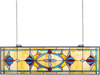 VEVOR Stained Glass Window Panel, 32 x 10 in, Tiffany Style Hanging Transom Window Panel with Chain, Large Horizontal Rectangle Stain Glass, Vintage Traditional Art Handcrafts for Kitchen Home Decor
