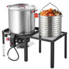 VEVOR 60 Qt Seafood Boiling Kit with Strainer, Aluminum Crawfish Boiler, Outdoor Backyard Cooking for Crab, Shrimp, Lobster, Deep Fryer Steamer Set with Side Table, Stand, 100,000 BTU Propane Burner