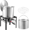 VEVOR 60 Qt Seafood Boiling Kit with Strainer, Outdoor Seafood Boil Pot and Basket, Cooking Set for Crab Crawfish Lobster Boiling, Aluminum Stockpot with 100,000 BTUs Propane Burner and Steamer Rack
