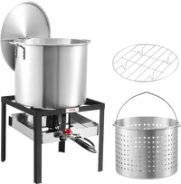 VEVOR 60 Qt Seafood Boiling Kit with Strainer, Outdoor Seafood Boil Pot and Basket, Cooking Set for Crab Crawfish Lobster Boiling, Aluminum Stockpot with 100,000 BTUs Propane Burner and Steamer Rack
