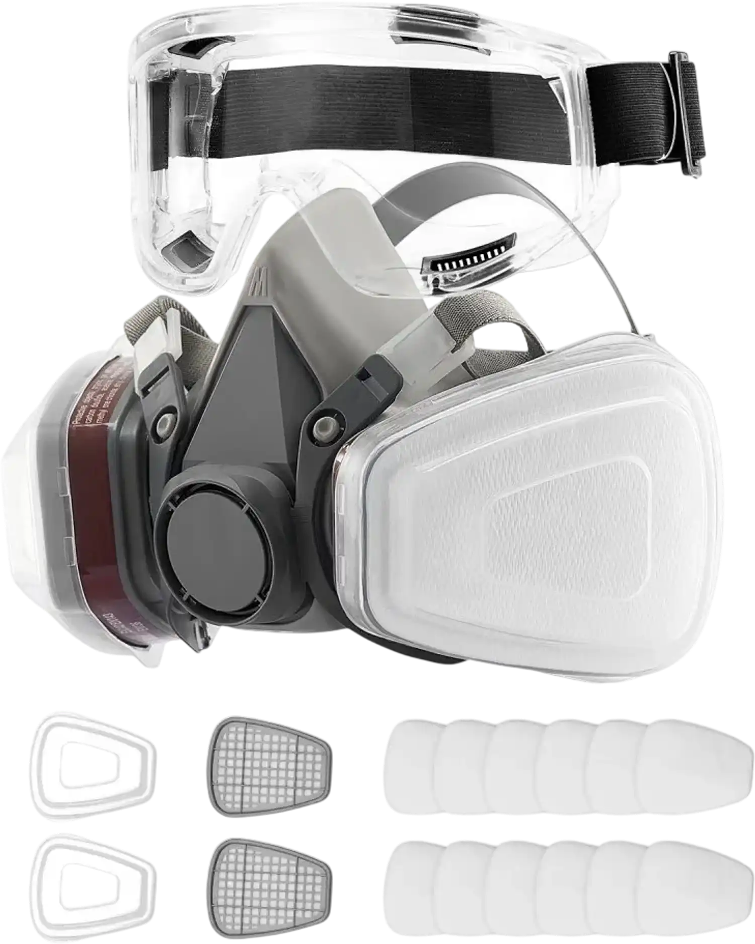 Vevor Respirator Mask Reusable Half Face Cover with Safety Glasses and Filters New