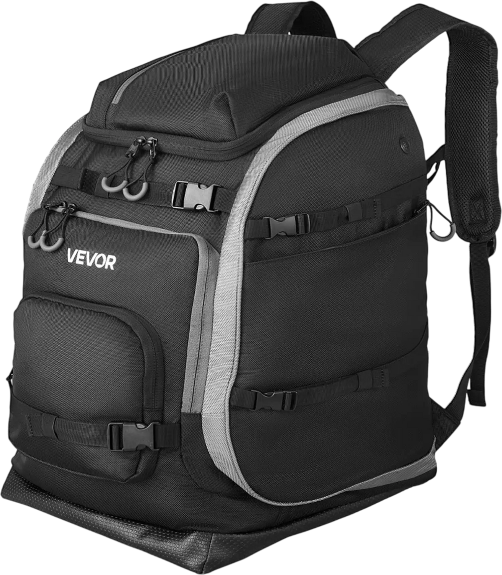 VEVOR Ski Boot Bag, 70L, Snowboard Boots Travel Backpack for Men Women, with Waterproof Exterior & Bottom, Durable 1680D Oxford, Bag for Skis, Snowboard, Helmet, Goggles, Gloves, Accessories (Black)