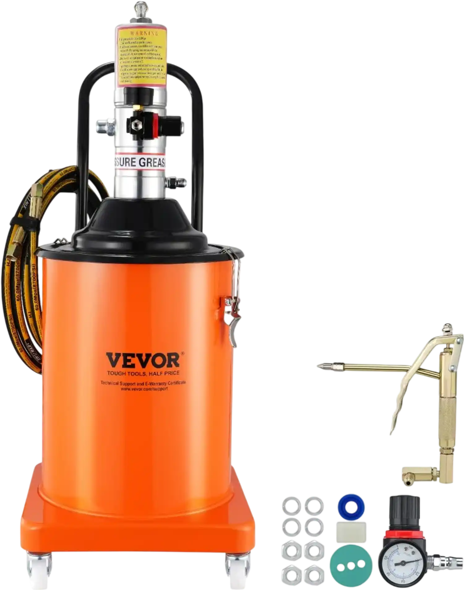 Vevor Grease Pump 5 Gallon 20L Air Operated Portable Lubrication Pump with 13' Hose and Wheels New