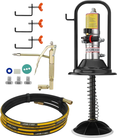 VEVOR Grease Pump, 50:1 Pressure Ratio Air Operated Grease Pump with 13 ft High Pressure Hose and Grease Gun, Pneumatic Grease Pump with Barrel Cap, Portable Lubrication Grease Pump 360° Gun Head