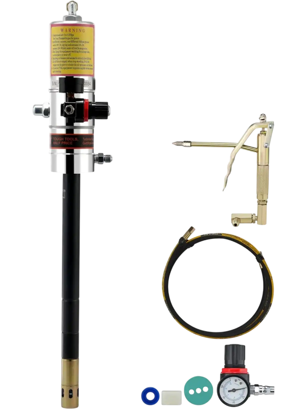 VEVOR Grease Pump, 50:1 Pressure Ratio Air Operated Grease Pump with 13 ft High Pressure Hose and Grease Gun, Pneumatic Grease Pump, Portable Lubrication Grease Pump with 360° Swivel Grease Gun Head