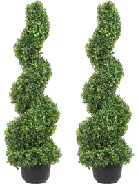 VEVOR 2 pcs. Artificial Boxwood Tower Topiary Spiral Artificial Plant 91cm high Decorative Plant Green Plastic PE Iron Topiary Plants incl. 10 pcs. Replacement Leaves