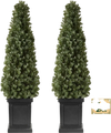 VEVOR Artificial Boxwood Topiary 3.3 Ft Set of 2 with Sturdy Pot Greenery, Premium PE Fake Trees, Year-Round Indoor & Outdoor Faux Green Plant for Front Door, Entryway, Porch, Balcony, Patio, Garden