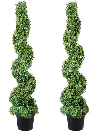 Vevor Artificial Plant 4' Spiral Boxwood Tower Topiary 2-Piece Set New