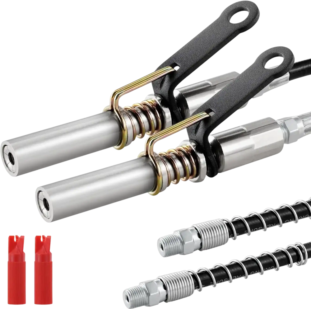 VEVOR Grease Gun Coupler 2 PCS, 10000 PSI High Pressure, 6-Jaw Locking, Quick Release Grease Gun Tip with Hose/Zerk Fittings Cleaner, Compatible with All Grease Guns 1/8" NPT Fittings for Automobiles
