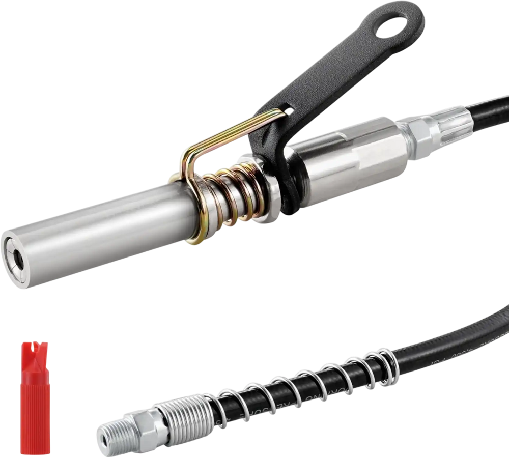 VEVOR Grease Gun Coupler, 10000 PSI High Pressure, 6-Jaw Locking, Quick Release Grease Gun Tip with Hose/Zerk Fittings Cleaner, Compatible with All Grease Guns 1/8" NPT Grease Fittings for Automobiles