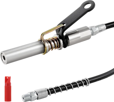 VEVOR Grease Gun Coupler, 10000 PSI High Pressure, 6-Jaw Locking, Quick Release Grease Gun Tip with Hose/Zerk Fittings Cleaner, Compatible with All Grease Guns 1/8