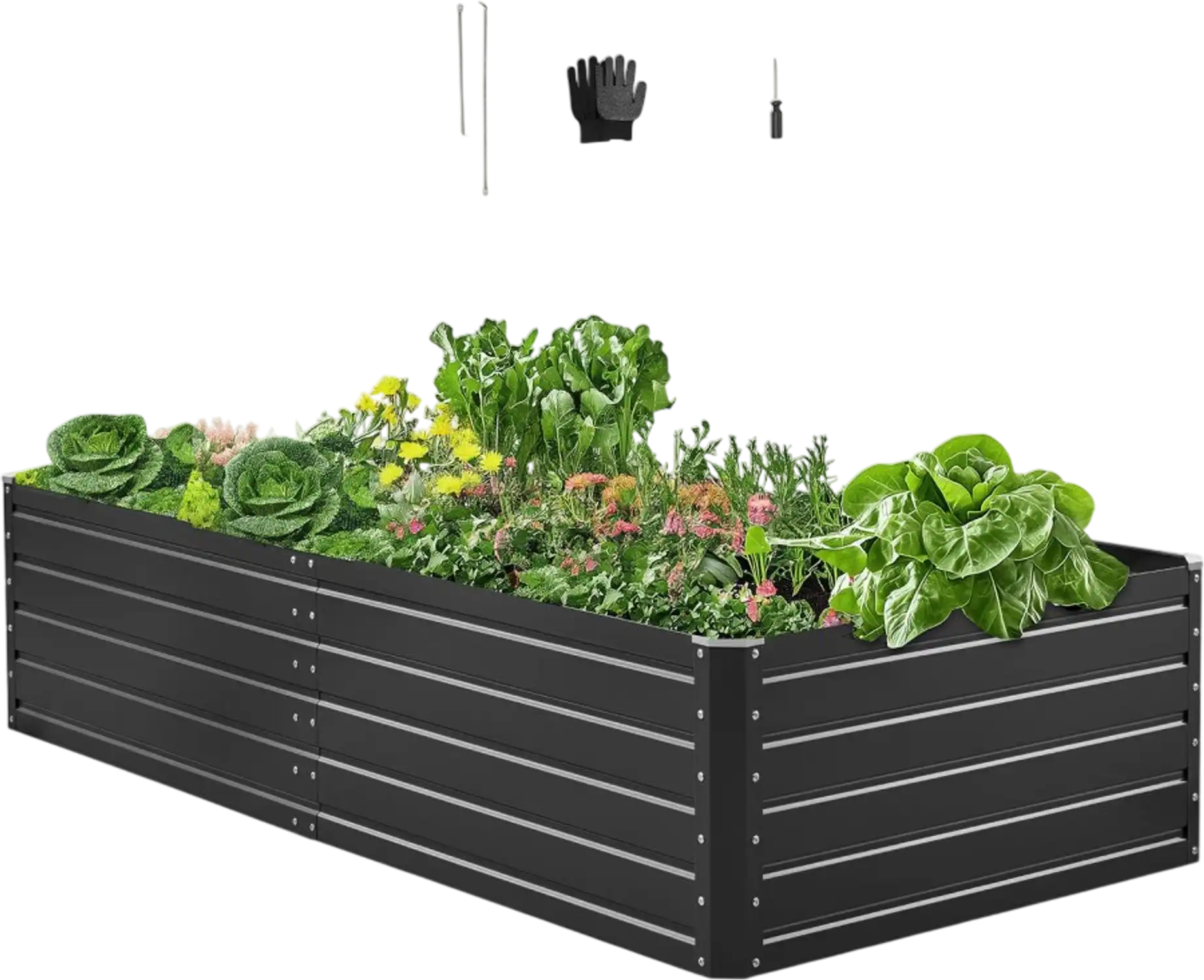 Vevor Raised Garden Bed 6.7 x 3 x 1.5' Galvalume Planter Box Gray New