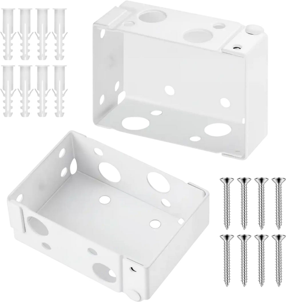 VEVOR Box Mounting Brackets, 2 Pcs, Box Blind Bracket for Window Blinds, Fit for 1.5 x 2.25 inch Headrails, with Self-Tapping Screws and Expansion Tubes, Sturdy Iron, for Blinds Installation, White