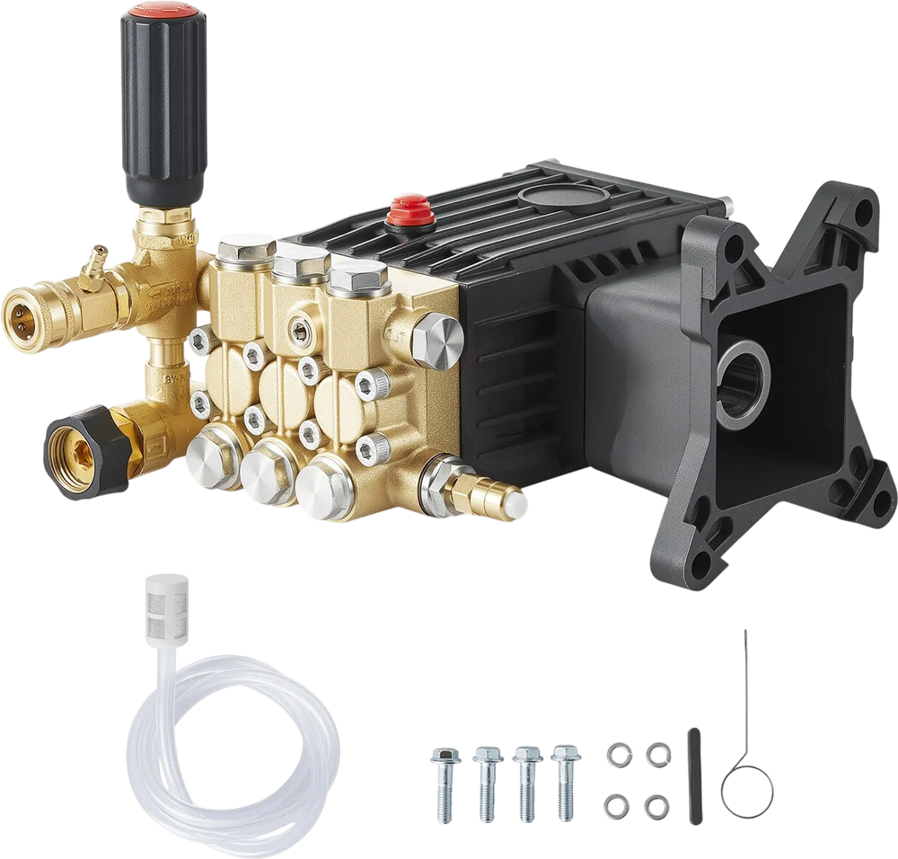 VEVOR Pressure Washer Pump, 1" Shaft Horizontal Triplex Plunger, 3600 PSI, 3.7 GPM, Replacement Power Washer Pumps Kit with Siphon Tube, Hardware, Compatible with Simpson MorFlex 40224, 40225, 40226