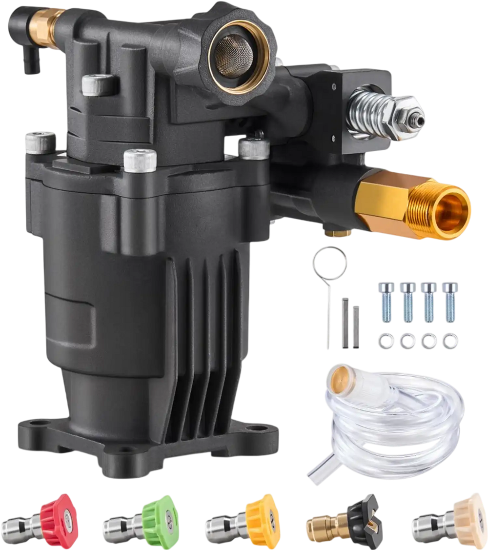 VEVOR Pressure Washer Pump, 3/4" Shaft Horizontal, 3500 PSI, 2.5GPM, Replacement Power Washer Pumps Kit with 5 Nozzles, Hardware and Siphon Tube, Compatible with Simpson, Honda, Troy-Bilt, Generac