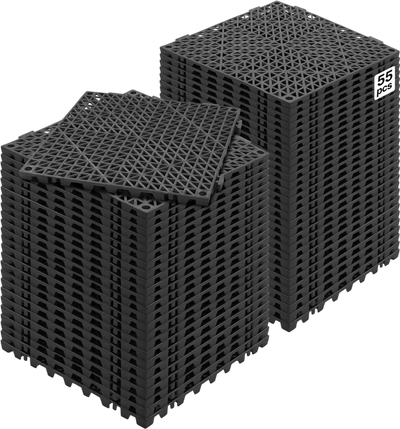 VEVOR Interlocking Tile 55PCS Black, Drainage Tiles 12