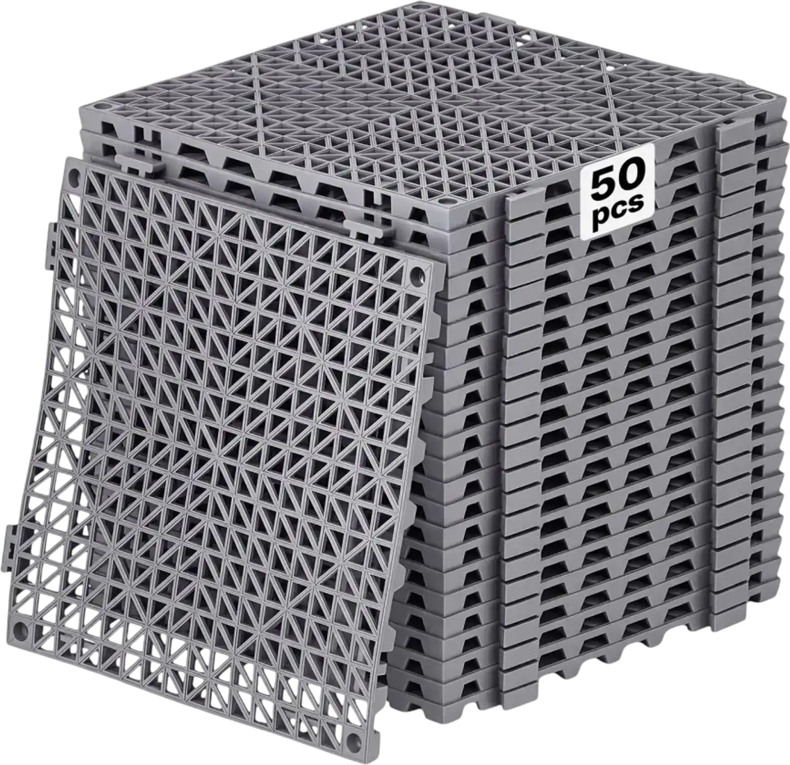 Vevor Drainage Mats Modular Interlocking Cushion 50-Pack Gray 12