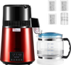 VEVOR Water Distiller, 4L 1.1 Gallon Pure Water Purifier Filter For Home Table Countertop, 1750W Distilled Maker with Glass Pot, Stainless Steel Interior Drinking Machine to Make Clean Waters, Red