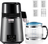 VEVOR Water Distiller, 4L 1.1 Gallon Pure Water Purifier Filter For Home Table Countertop, 1750W Distilled Maker with Glass Pot, Stainless Steel Interior Drinking Machine to Make Clean Waters, Grey