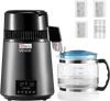 VEVOR Water Distiller, 4L 1.1 Gallon Pure Water Purifier Filter For Home Table Countertop, 750W Distilled Maker with Glass Pot, Stainless Steel Interior Drinking Machine to Make Clean Waters, Grey
