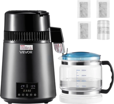Vevor Water Distiller 4L 1.1 Gallon Countertop Purifier 750W Glass Pot New