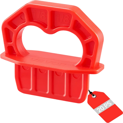 VEVOR 20-Pack 1/8 Inch Deck Board Spacers, Bright Red Gap Jig Rings for Easily Spotting, Easy Pull, ABS Decking Jig Spacing Tool for Composite, PVC, Hardwood, Pressure-Treated Planks, Terrace, Garden