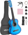 VEVOR Classical Guitar, 30 Inch, Wood Classical Guitar Starter Kit for Beginners, with Nylon Strings, Gig Bag, Strap, Tuner, Extra Strings, Picks, Capo, Basswood, for Kids Girls Boys Students, Blue