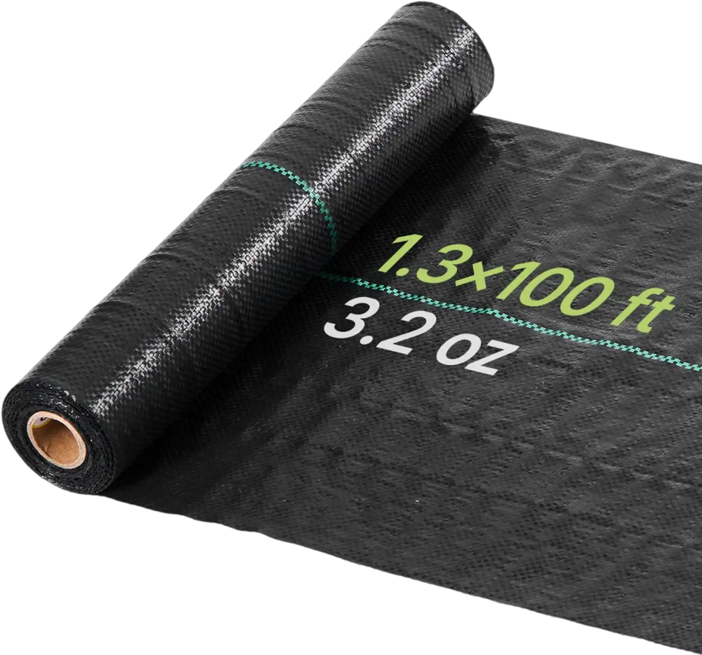 VEVOR Weed Barrier Fabric Heavy Duty, 1.3x100FT 3.2oz Landscape Fabric, Woven Weed Blocker Fabrics, Garden Fabrics Weeds Barrier, Weeds Control Ground Cover, Geotextile Webbing, Gardening Mat, Black