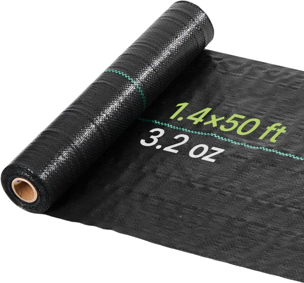 VEVOR Weed Barrier Fabric Heavy Duty, 1.4x50FT 3.2oz Landscape Fabric, Woven Weed Blocker Fabrics, Garden Fabrics Weeds Barrier, Weeds Control Ground Cover, Geotextile Webbing, Gardening Mat, Black