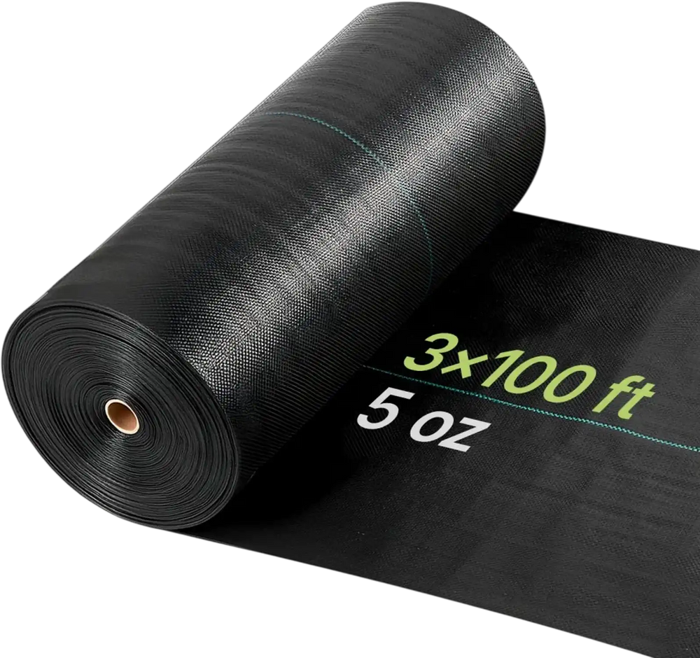 VEVOR Weed Barrier Fabric Heavy Duty, 3x100FT 5oz Landscape Fabric, Woven Weed Blocker Fabrics, Garden Fabrics Weeds Barrier, Weeds Control Ground Cover, Geotextile Webbing, Gardening Mat, Black