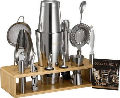 Vevor Bar Tool Set 13-Piece Stainless Steel Cocktail Shaker Kit with Bamboo Stand New